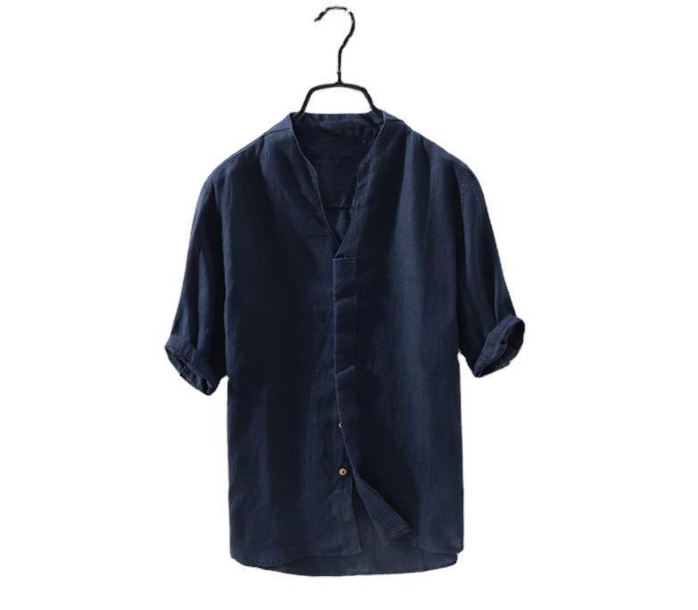 Half sleeve cotton and linen shirt