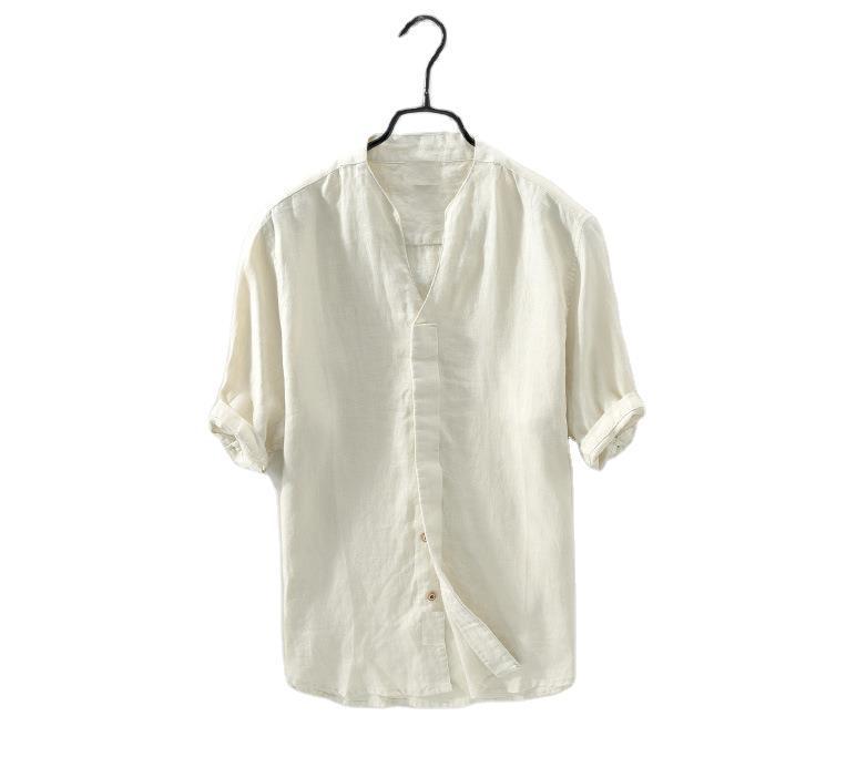 Half sleeve cotton and linen shirt