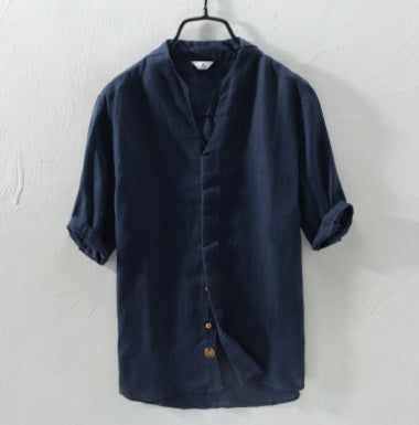 Half sleeve cotton and linen shirt