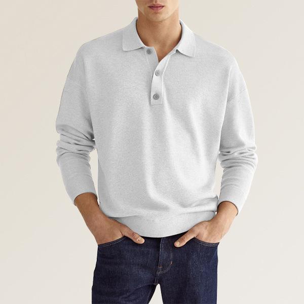 Autumn Long Sleeve V-neck Buttons Men's Casual Polo Shirt